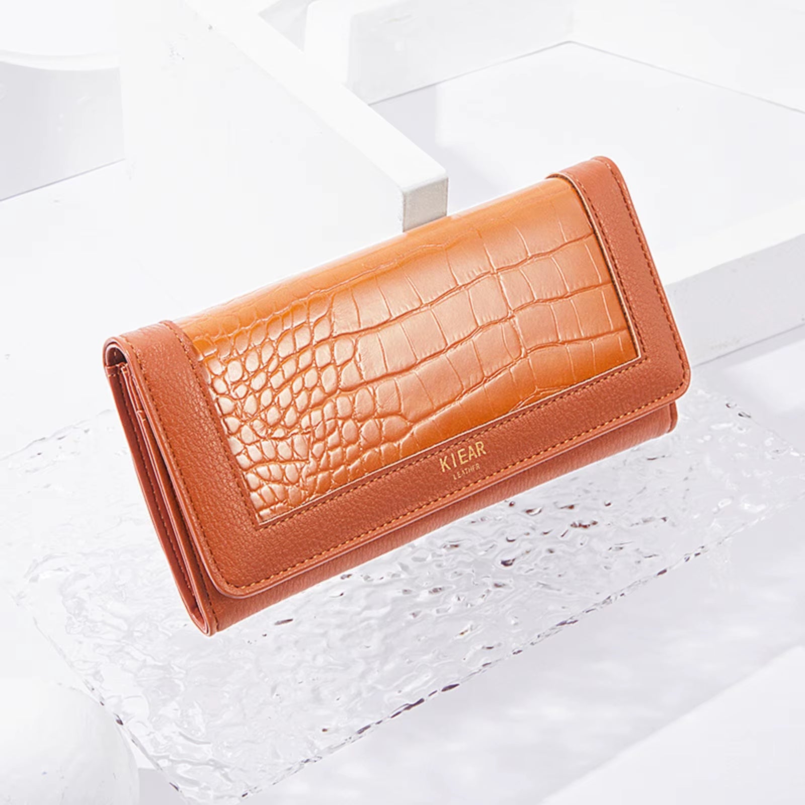 Women'S Wallet Pu Leather Long Fashion Buckle Clutch Bag Id Change Storage Bag Wear-Resistant and Durable
