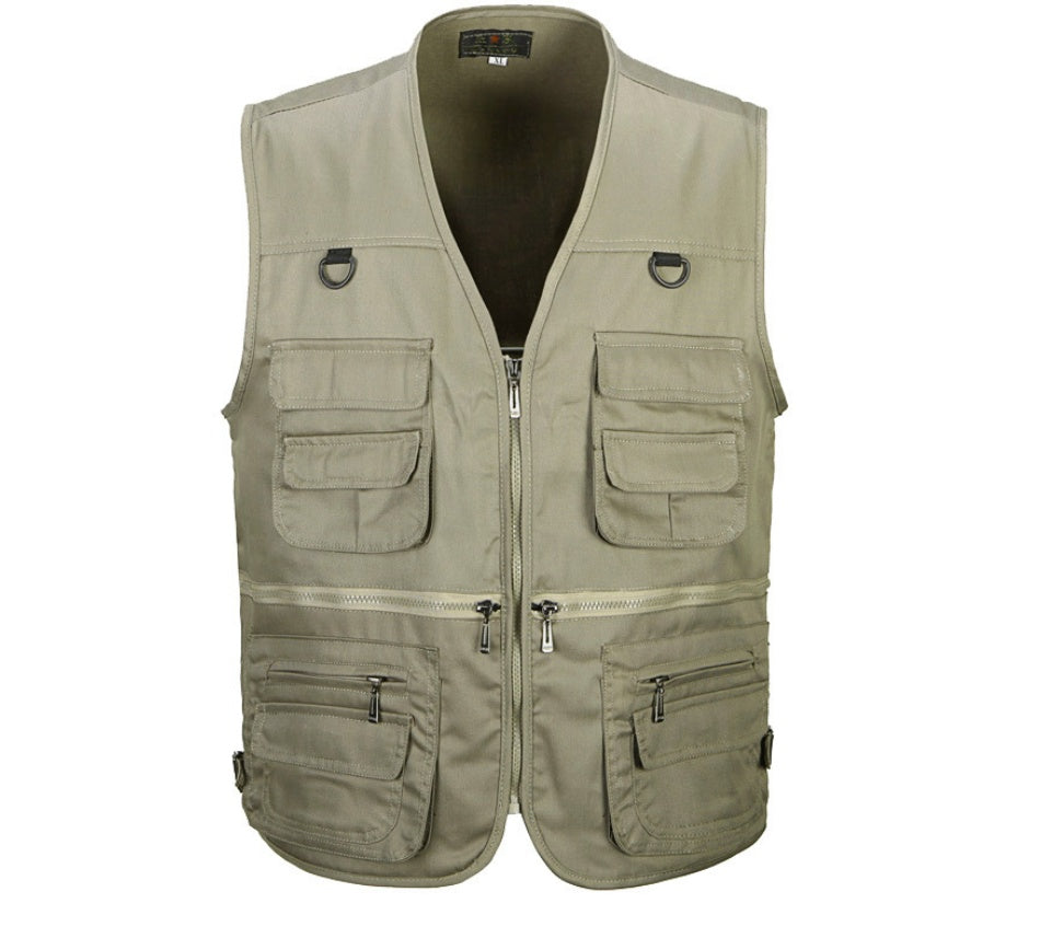 Fishing Vest Outdoor Work Clothes Tooling Foreign Trade Export Vest Shoulder Mountaineering Photography Polyester Cotton Cross-border Special Offer