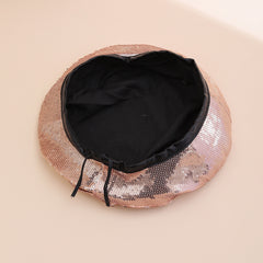 Solid-color Sequin Adjustable Personalized Trend Hat With Shiny Brim. Suitable For Daily Gatherings, Parties And Shopping.