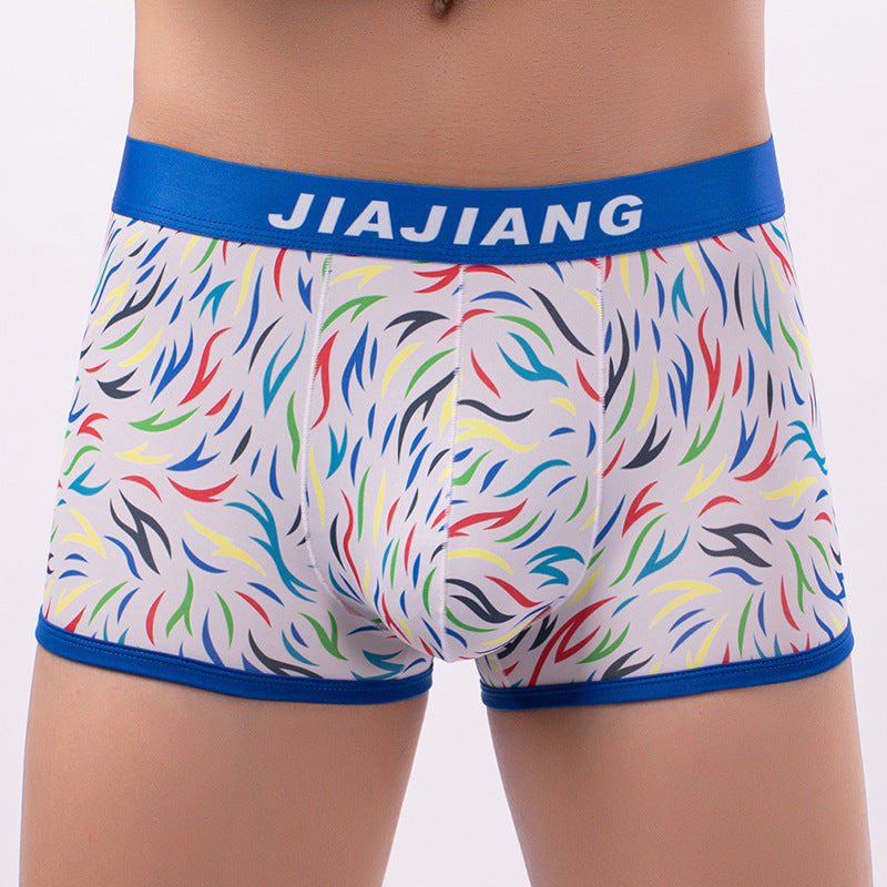 Colorful Silk Printed Boxer Briefs Men's Polyester