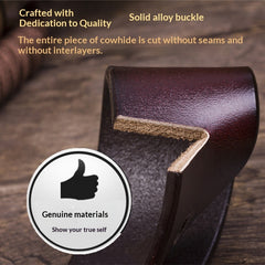 Men's Leather Belt With Pin Buckle, Genuine Leather Men's Waist Belt, Cowhide