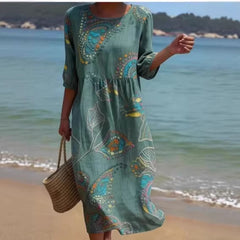 3D-printed Long-sleeve Crew-neck Dress