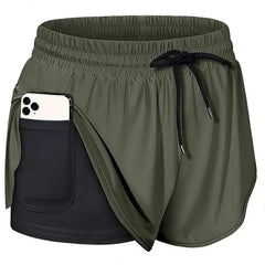 Women Quick Dry Fake 2 in 1 Reflective Running Shorts Girls Double-Deck Gym Yoga Fitness Jogging Workout Short Pants Custom Logo