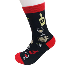 OF WINE printed rubber red and black socks