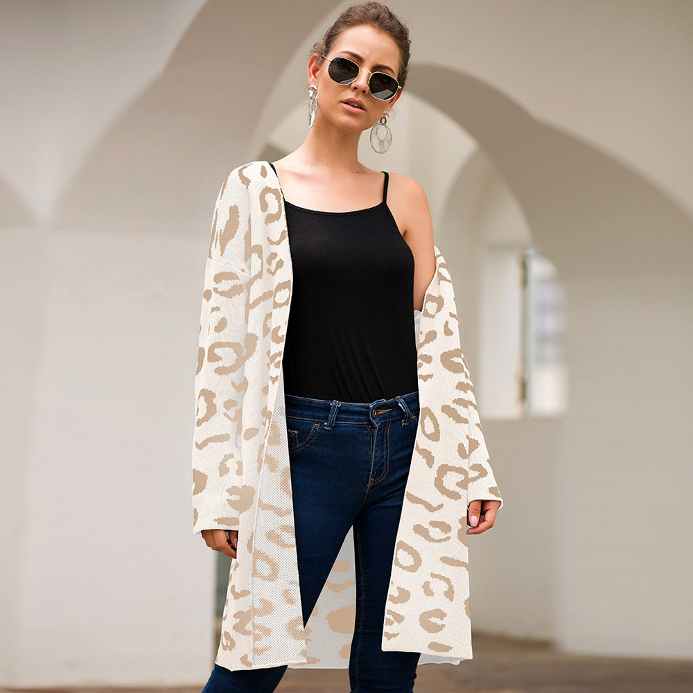 Leopard Cardigan Loose Sweater Sweater