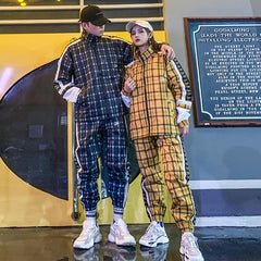 Plaid men and women jacket suit