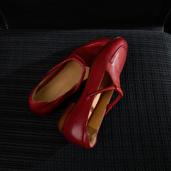 Women's Full Grain Leather T-Strap Mary Jane Flats, Premium Genuine Leather Casual Shoes