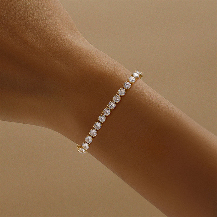Classic And Elegant Brass Round Zircon Bracelet