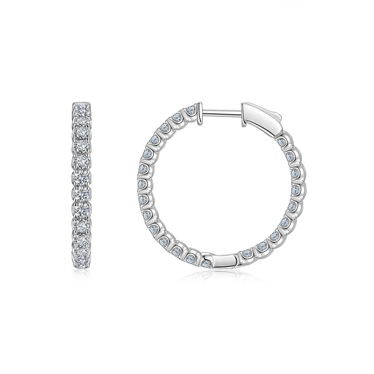 A Luxurious And Fashionable Minimalist Jewelry Earring Set Featuring Top-quality Moissanite Stones, Made Of S925 Silver Electroplated With Platinum.