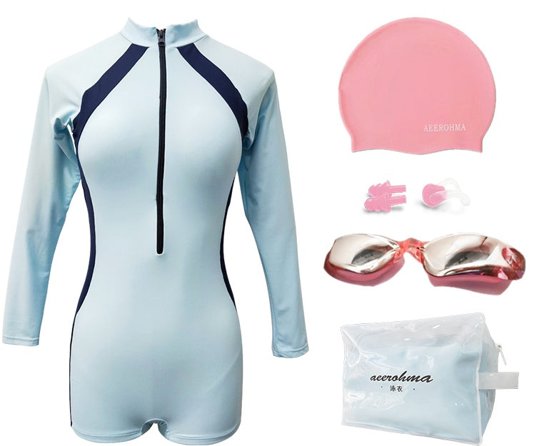The new swimsuit for women in is a professional sport one-piece, flat-angle, conservative, skinny and full-length diving, long-sleeved hot spring swimsuit