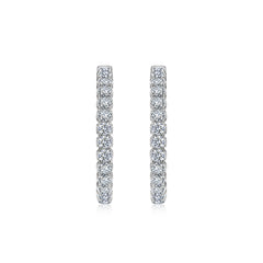 A Luxurious And Fashionable Minimalist Jewelry Earring Set Featuring Top-quality Moissanite Stones, Made Of S925 Silver Electroplated With Platinum.