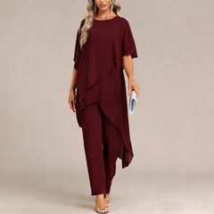 Women's Off-shoulder Irregular Top And Pants Two-piece Set