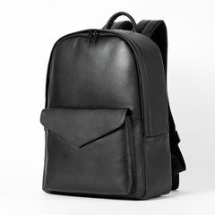 Full-grain Leather Backpack With Large Capacity For Laptops