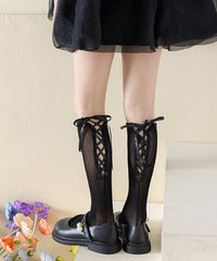 Children's Spring And Summer Lace Calf Socks With Tie Bow, Baby Stacking Socks