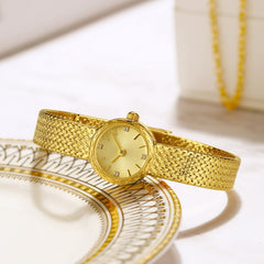 Retro Copper Mesh Womens Versatile Vintage-style Mini Gold Watch