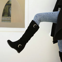 Wedge-heel British-style High-top Womens Knee-high Boots