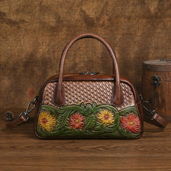 Retro Ethnic-style Full-grain Leather Shoulder Bag For Women