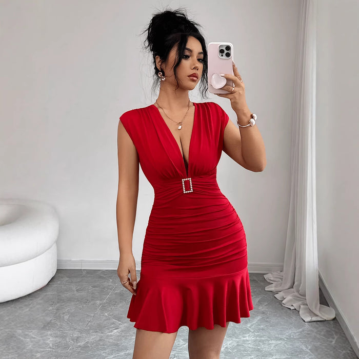 Fishtail Hemline Short Dress For Women