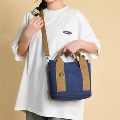 Women's Canvas Tote Bag With Contrasting Color Design