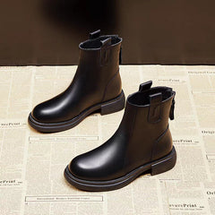 Women's Flat-Heeled Fleece-Lined Ankle Boots With Zippers