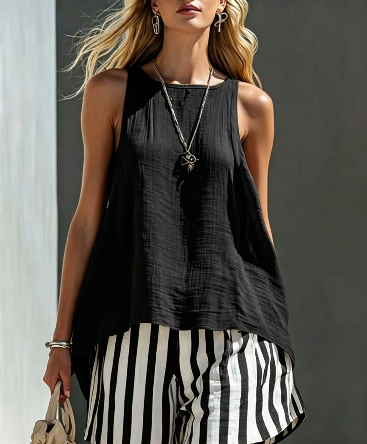 Solid Color V-Neck Long-Sleeve Shirt Womens Loose-Fitting Button-Up Top