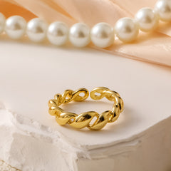 Open-ended Spring-wound Line Ring For Women