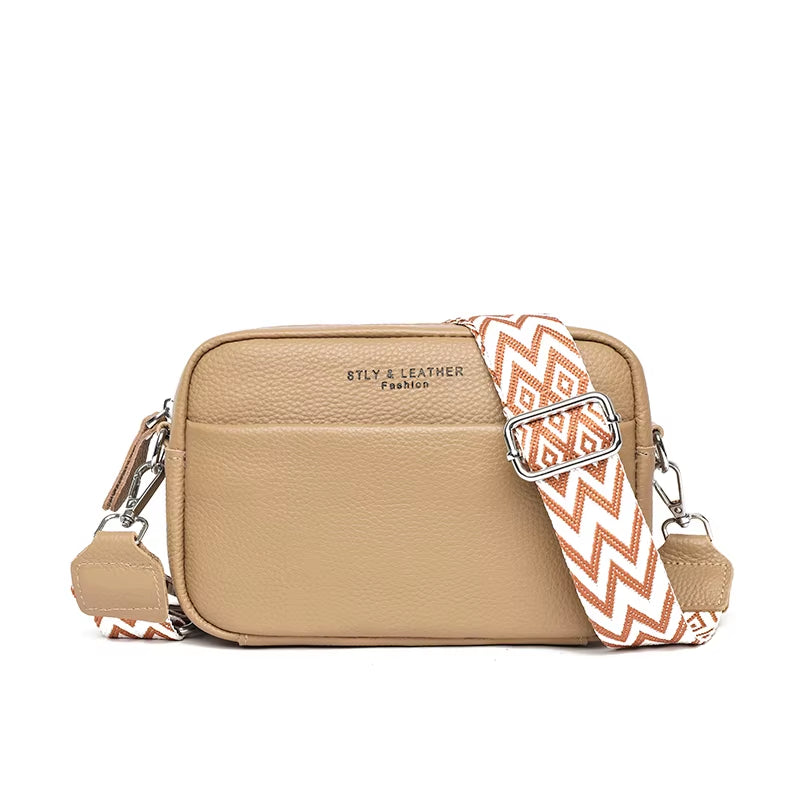 High Quality Genuine Leather Women Crossbody Shoulder Bags 2023 Luxury Solid Color Cow Leather Handbag Female Messenger Tote Sac