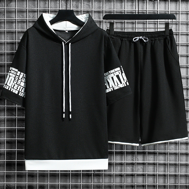 Loose Short-sleeved Hooded Sweater For Teenagers