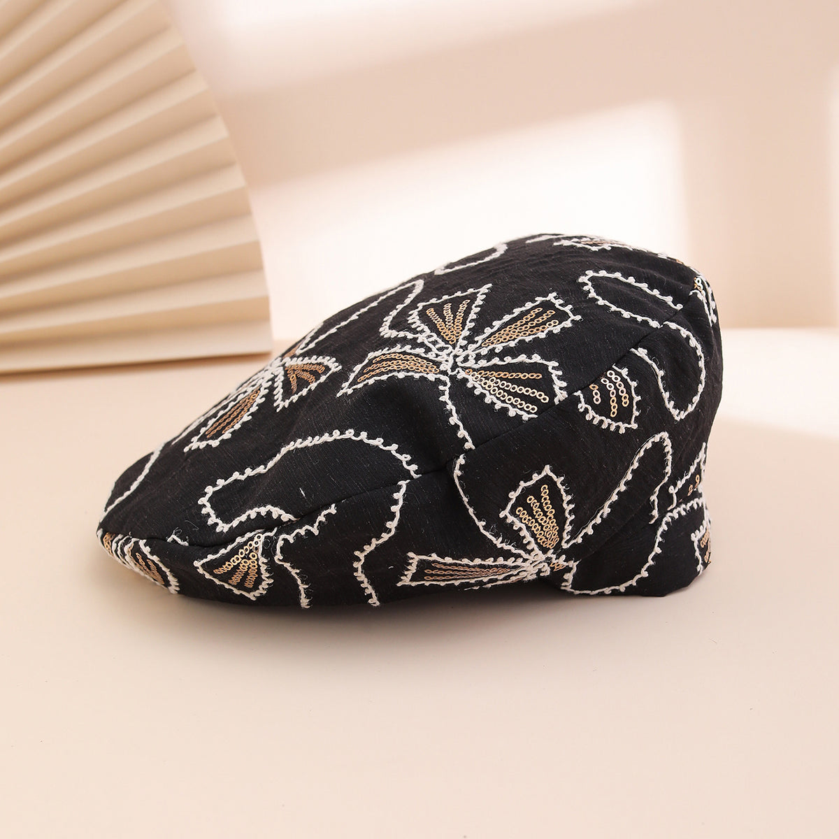 Spring And Summer Women's Bow-shaped Sequin Adjustable Elegant And Bohemian Trend Beanie Hat, Suitable For Daily Shopping, Gatherings And Outdoor Travel.