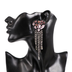 Fashion Exaggeration Jewelry Alloy Diamond-encrusted Heart Pendant Earrings