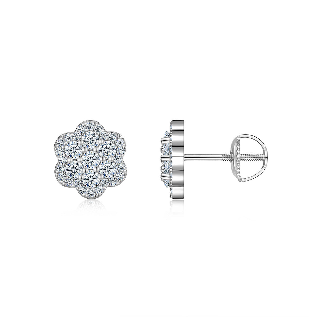 A Luxurious And Fashionable Minimalist Jewelry Earring Set Featuring Top-quality Moissanite Stones, Made Of S925 Silver Electroplated With Platinum.