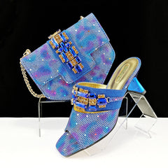Women's Shoes And Bags Suit Camouflage Fabric Drill Buckle Decorative Casual High Heel Slippers