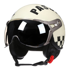 Women's Simple Printed Half-covered Electric Motorcycle Helmet
