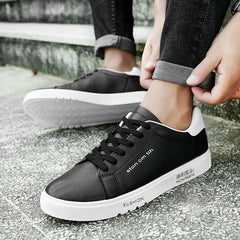 Men's Lace-Up Sneakers, Student Running Men's Shoes, Low-Top Breathable White Shoes