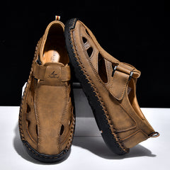 Breathable Hand-Sewn Mens Closed-Toe Sandals