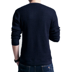 Men's sweater Korean round neck striped sweater