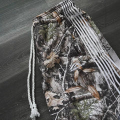 Washed High-Street Loose-Fit Leaf Camo Casual Work Trousers