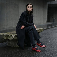 Women's Premium Washed Full Grain Leather Split-Toe Tabi Mary Jane Flats, All Leather Lined Shoes