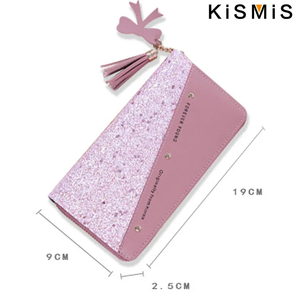 KISMIS Women'S Wallets Fashion Long Leather Wallets Large Capacity Buckle Zipper Clutches Fashion Multi-Card Wallets Zipper