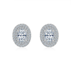 A Luxurious And Fashionable Minimalist Jewelry Earring Set Featuring Top-quality Moissanite Stones, Made Of S925 Silver Electroplated With Platinum.