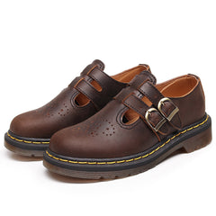 Genuine Leather Low-Top Womens Horse Brown Fashionable Casual Cowhide Shoes