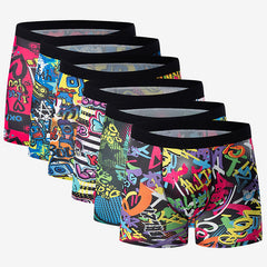 Polyester Men's Mid-waist Printed Underwear 6-piece Set