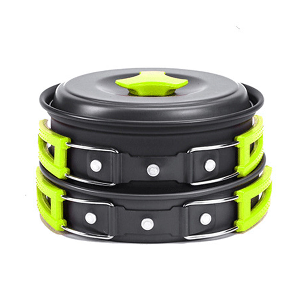 Kit de cuisine de camping, ensemble de cuisine extérieure, équipement en aluminium, casserole extérieure, vaisselle de voyage, cuisine pour la randonnée, le pique-nique et le barbecue