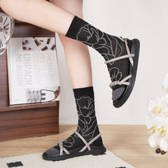 Summer New Socks Children's French Summer Solid Color Mid Tube Socks