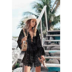 Bikini Cover-Up Sexy V-Neck Sun Protection Shirt