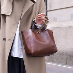 Vintage Full-Grain Vegetable-Tanned Leather Tote Bag