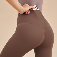 Women's Solid-Colored High-Waist Cropped Sports Fitness Pants
