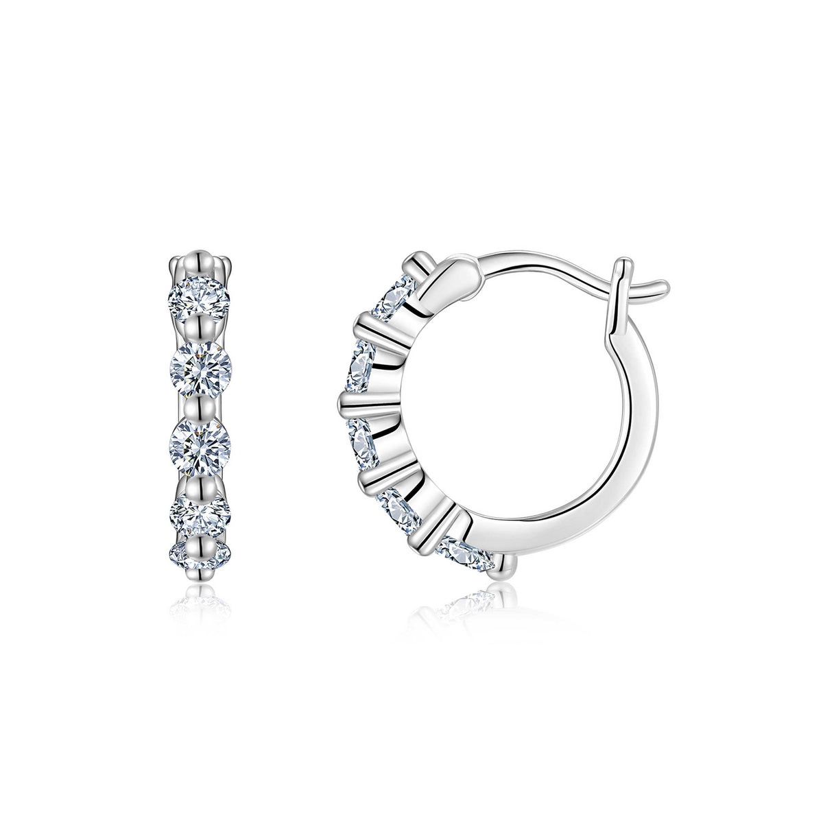A Luxurious And Fashionable Minimalist Jewelry Earring Set Featuring Top-quality Moissanite Stones, Made Of S925 Silver Electroplated With Platinum.