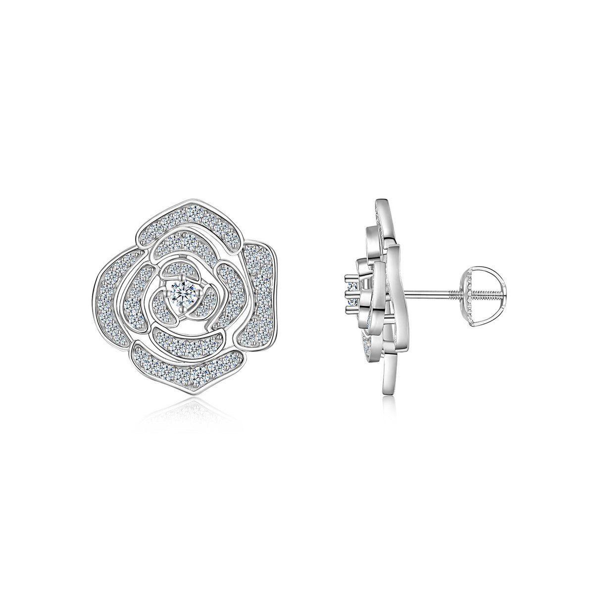 A Luxurious And Fashionable Minimalist Jewelry Earring Set Featuring Top-quality Moissanite Stones, Made Of S925 Silver Electroplated With Platinum.