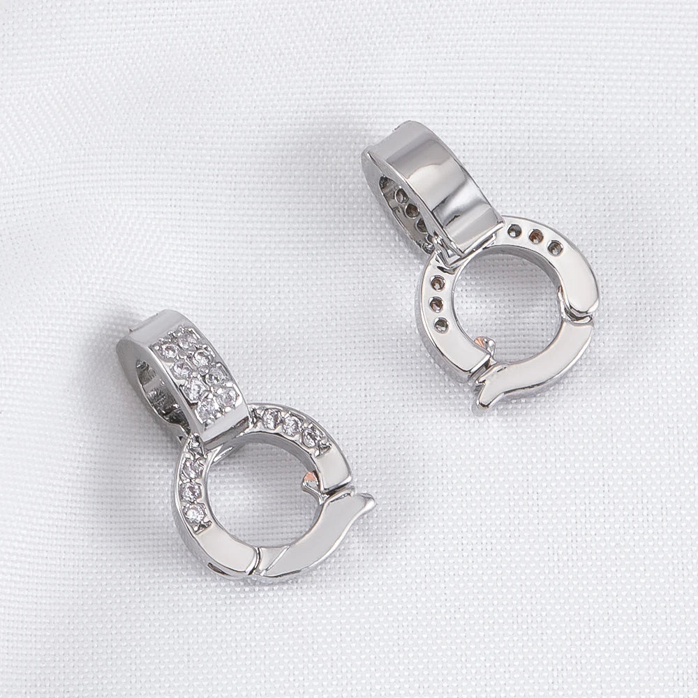2pcs Rhinestone Inlaid Copper Round Universal Clasps DIY Bracelet Necklace Connector Multi-functional Jewelry Findings Materials